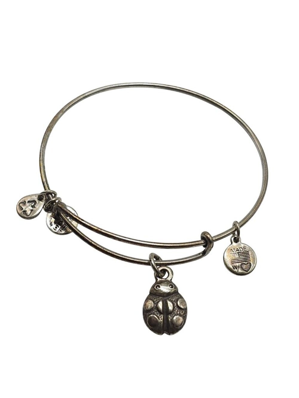 Ladybug Charm Expandable Bangle Bracelet Positive Energy Technology Made In USA